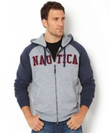 Look good in your hood with this full-zip hoodie from Nautica. Look good in your hood with this full-zip hoodie from Nautica.