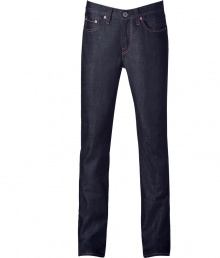 Stylish dark blue slim raw denim pants - These flattering jeans are a necessary addition to any wardrobe - Classic five-pocket cut, on-trend raw denim, slim and straight fit - Style with a rock t-shirt, V-neck cardigan, and motorcycle boots - Dress up with a button down, blazer, and oxfords Stylish dark blue slim raw denim pants - These flattering jeans are a necessary addition to any wardrobe - Classic five-pocket cut, on-trend raw denim, slim and straight fit - Style with a rock t-shirt, V-neck cardigan, and motorcycle boots - Dress up with a button down, blazer, and oxfords