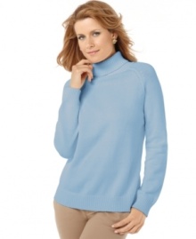 This soft cotton turtleneck from Karen Scott pairs perfectly with khakis for weekend-ready style.