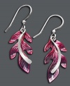 Autumn elegance. Jody Coyote's whimsical drop earrings feature burgundy patina brass leaves set in sterling silver. Approximate drop: 1-1/2 inches.