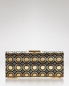 The definitive evening statement piece, this clean-lined BCBGMAXAZRIA clutch is particularly party-ready. The definitive evening statement piece, this clean-lined BCBGMAXAZRIA clutch is particularly party-ready.