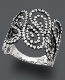 Star-gazing style. Deco by Effy Collection's statement-making ring features an intriguing 14k white gold and black rhodium setting, an intricate swirling design, and sparkling round-cut diamonds (7/8 ct. t.w.). Size 7. Star-gazing style. Deco by Effy Collection's statement-making ring features an intriguing 14k white gold and black rhodium setting, an intricate swirling design, and sparkling round-cut diamonds (7/8 ct. t.w.). Size 7.