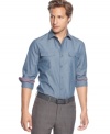 The lighter side of denim is this chambray shirt from Sons of Intrigue.