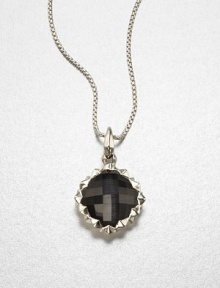 From the Superstud Collection. The stunning pendant that hangs from this sterling silver box chain combines faceted layers of clear quartz crystal and dramatic cat's eye, framed in a silver setting of spiked studs.Clear quartz crystalCat's eyeSterling silverChain length, about 18Pendant diameter, about 1.5Lobster claspImported From the Superstud Collection. The stunning pendant that hangs from this sterling silver box chain combines faceted layers of clear quartz crystal and dramatic cat's eye, framed in a silver setting of spiked studs.Clear quartz crystalCat's eyeSterling silverChain length, about 18Pendant diameter, about 1.5Lobster claspImported