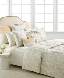This Barbara Barry decorative pillow completes the look of your bedding ensemble with coordinating delicate patterns in calming earth tone hues. This Barbara Barry decorative pillow completes the look of your bedding ensemble with coordinating delicate patterns in calming earth tone hues.