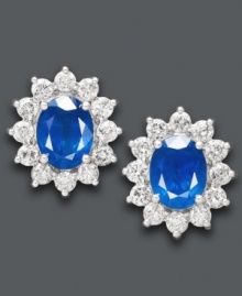 Make a poignant statement with face-framing studs. Effy Collection's stunning oval-cut sapphires (3-3/4 ct. t.w.) shine with the addition of round-cut diamonds (1-5/8 ct. t.w.). Crafted in 14k white gold. Approximate diameter: 3/4 inch. Make a poignant statement with face-framing studs. Effy Collection's stunning oval-cut sapphires (3-3/4 ct. t.w.) shine with the addition of round-cut diamonds (1-5/8 ct. t.w.). Crafted in 14k white gold. Approximate diameter: 3/4 inch.