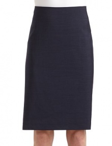 THE LOOKFlat frontSide zip closureBack seamsPleated back hemTHE FITAbout 23½ from waist to hemTHE MATERIAL61% viscose/34% virgin wool/5% spandexFully linedCARE & ORIGINDry cleanImportedModel shown is 5'10½ (179cm) wearing US size 4. THE LOOKFlat frontSide zip closureBack seamsPleated back hemTHE FITAbout 23½ from waist to hemTHE MATERIAL61% viscose/34% virgin wool/5% spandexFully linedCARE & ORIGINDry cleanImportedModel shown is 5'10½ (179cm) wearing US size 4.