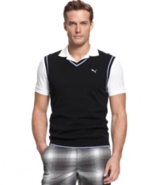 Look the part. Poise yourself for a top performance on the links with this sweater vest from Puma. Look the part. Poise yourself for a top performance on the links with this sweater vest from Puma.