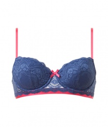 With lace details and contrasting pink trim, this contour bra from Elle MacPherson adds flirty appeal to any look - Contouring cups with lace overlay and bow, adjustable pink thin straps with bow, pink trim, back hook and eye closure - Perfect under virtually any outfit With lace details and contrasting pink trim, this contour bra from Elle MacPherson adds flirty appeal to any look - Contouring cups with lace overlay and bow, adjustable pink thin straps with bow, pink trim, back hook and eye closure - Perfect under virtually any outfit