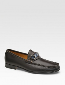 Smooth calfskin leather with signature web and silver horsebit. Leather sole Made in Italy DUE TO HIGH DEMAND, A CUSTOMER MAY ORDER NO MORE THAN 3 UNITS OF THIS ITEM EVERY THIRTY DAYS. Additional Information Men's Shoe Size Guide (European Equivalents) Smooth calfskin leather with signature web and silver horsebit. Leather sole Made in Italy DUE TO HIGH DEMAND, A CUSTOMER MAY ORDER NO MORE THAN 3 UNITS OF THIS ITEM EVERY THIRTY DAYS. Additional Information Men's Shoe Size Guide (European Equivalents)