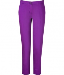 Liven up your new season wardrobe with Etros bright purple ankle trousers - Flat front, side and back slit pockets, zip fly, button closure, slit ankles - Fitted - Wear with printed tops and sleek heels