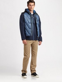 The classic puffer vest, tailored with signature Hugo Boss piping and contrast insets.Zip frontZipper pocketFully linedAbout 26 from shoulder to hemCottonMachine washImported The classic puffer vest, tailored with signature Hugo Boss piping and contrast insets.Zip frontZipper pocketFully linedAbout 26 from shoulder to hemCottonMachine washImported