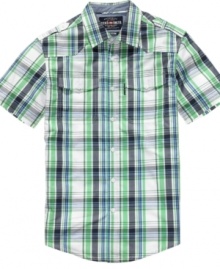 Redefine your weekend wardrobe with this crisp plaid shirt from Ecko Unltd. Redefine your weekend wardrobe with this crisp plaid shirt from Ecko Unltd.