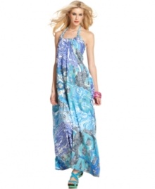 An allover mixed print brings bold summer style to this Desigual maxi dress -- perfect for a relaxed weekend look!