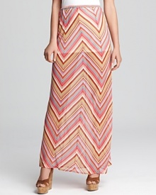 This breezy Element maxi skirt delivers fresh summer style with vibrant stripes and subtle sheerness from the mid-thigh down. This breezy Element maxi skirt delivers fresh summer style with vibrant stripes and subtle sheerness from the mid-thigh down.