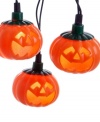 Light the way for trick-or-treaters with glowing jack o'lanterns from Kurt Adler. A toothy smile, carved eyes and a nose greet all the goblins and ghouls with Halloween whimsy.