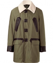 Super stylish Belgian green coat with removable collar from Marc by Marc Jacobs - Stay warm and look cool in this unbelievable coat - Contrasting welt pockets, sporty flap pockets, and removable collar - Pair with slim trousers, a cashmere pullover, and motorcycle boots Super stylish Belgian green coat with removable collar from Marc by Marc Jacobs - Stay warm and look cool in this unbelievable coat - Contrasting welt pockets, sporty flap pockets, and removable collar - Pair with slim trousers, a cashmere pullover, and motorcycle boots