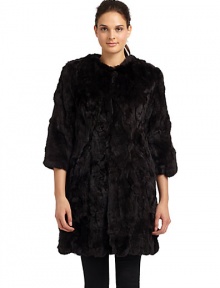 THE LOOKLuxurious pieced rabbit furJewelneckConcealed hook-and-bar closureThree-quarter length sleevesTHE FITAbout 36 from shoulder to hemTHE MATERIALDyed pieced rabbit furFully linedCARE & ORIGINDry clean by fur specialistImportedFur origin: ChinaModel shown is 5'10 (177cm) wearing US size Small. THE LOOKLuxurious pieced rabbit furJewelneckConcealed hook-and-bar closureThree-quarter length sleevesTHE FITAbout 36 from shoulder to hemTHE MATERIALDyed pieced rabbit furFully linedCARE & ORIGINDry clean by fur specialistImportedFur origin: ChinaModel shown is 5'10 (177cm) wearing US size Small.