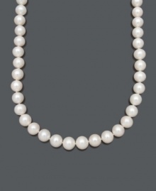Embrace iconic style with timeless pearls. Belle de Mer's smooth strand of cultured freshwater pearls (12-1/2-13-1/2 mm) has a 14k gold clasp. Approximate length: 17 inches. Embrace iconic style with timeless pearls. Belle de Mer's smooth strand of cultured freshwater pearls (12-1/2-13-1/2 mm) has a 14k gold clasp. Approximate length: 17 inches.