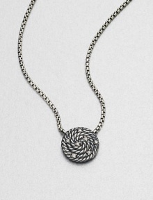 From the Cable Coil Collection. Brilliant diamonds sprinkled over a coiled cable design on a sterling silver box chain. Sterling silverDiamonds, .1 tcwLength, about 17Pendant size, about .55Lobster clasp closureImported From the Cable Coil Collection. Brilliant diamonds sprinkled over a coiled cable design on a sterling silver box chain. Sterling silverDiamonds, .1 tcwLength, about 17Pendant size, about .55Lobster clasp closureImported