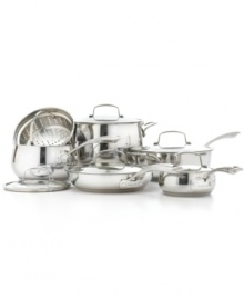 Sleek, stylish and suited for the professional chef. This stunning collection offers the versatility and over-achieving performance that every busy kitchen demands. Bell-shaped bodies enhance heat and moisture for tender, flavor-rich meals, while the aluminum-encapsulated, impact-bonded bases are ideal for quick and even heating. Lifetime warranty. Sleek, stylish and suited for the professional chef. This stunning collection offers the versatility and over-achieving performance that every busy kitchen demands. Bell-shaped bodies enhance heat and moisture for tender, flavor-rich meals, while the aluminum-encapsulated, impact-bonded bases are ideal for quick and even heating. Lifetime warranty.