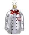 Preparing for Christmas! This Chef's Jacket ornament from Inge-Glas captures the holiday tradition of gathering at the dinner table with friends & family. Mouth-blown and hand-painted.