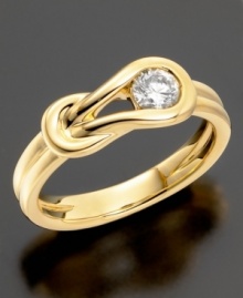 A beautiful diamond holds the knot in place, keeping it always secure. This Everlon(tm) ring features round-cut diamond (1/4 ct. t.w.) set in 14k gold. A beautiful diamond holds the knot in place, keeping it always secure. This Everlon(tm) ring features round-cut diamond (1/4 ct. t.w.) set in 14k gold.
