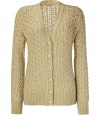 Luxurious reed wool-blend V-neck cardigan - Add flair to your fall wardrobe with this stylish cardigan - Flattering neutral color and slim fit - Style with a pullover, skinny jeans, and over-the-knee boots for casual cool - Wear with a floral mini-dress, ribbed wool tights, and ankle booties