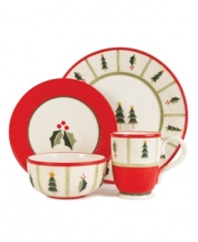 Celebrate every day with the cheery Christmas foliage of Timberline dinnerware by Fitz & Floyd. Durable stoneware makes heating and cleaning up after meals a cinch for merry laid-back dining. Celebrate every day with the cheery Christmas foliage of Timberline dinnerware by Fitz & Floyd. Durable stoneware makes heating and cleaning up after meals a cinch for merry laid-back dining.