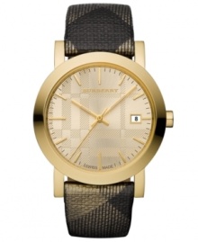 Wrapped in shimmering check patterns, this Burberry timepiece supplies endless glamour to your casual attire.