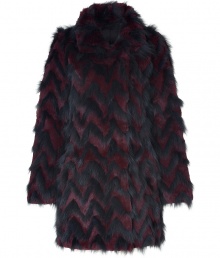 Take a show-stopping stance on chic winter style in Antik Batiks two-tone fur coat, detailed in dramatic contrasting rabbit and fox for ultra luxurious results guaranteed to make an impact - Spread collar, long sleeves, hidden front hook closures, side slit pockets - Contemporary straight fit, hits at the knee - Pair with form-fitting separates and edgy statement accessories