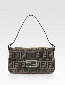 A shimmery style with an iconic, signature logo print and metallic leather trim.Adjustable shoulder strap, 4½-7½ dropMagnetic snap flap closureOne inside zip pocketFully lined10½W X 6H X 1¾DMade in Italy A shimmery style with an iconic, signature logo print and metallic leather trim.Adjustable shoulder strap, 4½-7½ dropMagnetic snap flap closureOne inside zip pocketFully lined10½W X 6H X 1¾DMade in Italy
