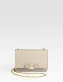 A demure flap-front silhouette crafted from rich leather, adorned with a chain strap and petite grosgrain bow.Shoulder strap, 23 dropFlap and snap closureOne inside open pocketFully lined7W X 5H X 1¾DMade in Italy A demure flap-front silhouette crafted from rich leather, adorned with a chain strap and petite grosgrain bow.Shoulder strap, 23 dropFlap and snap closureOne inside open pocketFully lined7W X 5H X 1¾DMade in Italy
