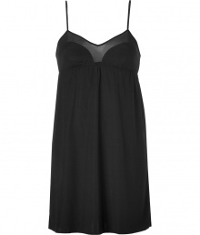 Stylish camisole slip dress in black silk and silk chiffon - Elegant gathering under the bust (empire effect) - Very slim spaghetti straps - The slip dress falls loose, yet fits snug - Stylish, yet sexy too, also wonderfully comfortable, thanks to the stretch content - Pair with the matching briefs Stylish camisole slip dress in black silk and silk chiffon - Elegant gathering under the bust (empire effect) - Very slim spaghetti straps - The slip dress falls loose, yet fits snug - Stylish, yet sexy too, also wonderfully comfortable, thanks to the stretch content - Pair with the matching briefs