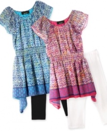Top pair. A billowy print tunic and leggings set from BCX is the perfect alternative for days when she doesn't want to wear a dress. Top pair. A billowy print tunic and leggings set from BCX is the perfect alternative for days when she doesn't want to wear a dress.