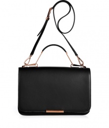 Lady-chic looks get a luxe modern edge with Emilio Puccis colorblocked convertible satchel, polished for day to evening elegance with contemporary hardware and a removable buckled shoulder strap - Flap with logo engraved metal bar, pink sugar textural leather sides with white suede detailing, three internal sections, zippered middle sectional pocket, inside back wall slot pocket - Style with tailored sheath dresses and a dusting of sparkly fine jewelry Lady-chic looks get a luxe modern edge with Emilio Puccis colorblocked convertible satchel, polished for day to evening elegance with contemporary hardware and a removable buckled shoulder strap - Flap with logo engraved metal bar, pink sugar textural leather sides with white suede detailing, three internal sections, zippered middle sectional pocket, inside back wall slot pocket - Style with tailored sheath dresses and a dusting of sparkly fine jewelry