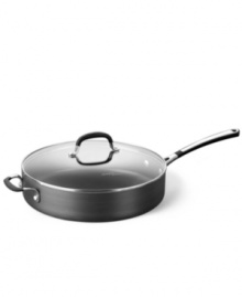 Designed to absorb the kind of heat required to sear and sauté, this high-performance pan makes mealtime a breeze. With its quick-heating, hard-anodized exterior and double coating of exclusive nonstick formula, you'll bring out the best in your kitchen every day. 10-year warranty. Designed to absorb the kind of heat required to sear and sauté, this high-performance pan makes mealtime a breeze. With its quick-heating, hard-anodized exterior and double coating of exclusive nonstick formula, you'll bring out the best in your kitchen every day. 10-year warranty.