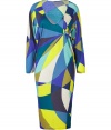 The classic Pucci print gets a high style modern update with this must-have printed jersey frock - V-neck, long sleeves, loose fitting top with fitted skirt, all-over print - Style with platform pumps and a statement satchel