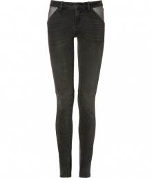 Give your edgy look that Brooklyn-bound feel in Marc by Marc Jacobs two-tone black skinny jeans - Four-pocket style, button closure, belt loops, contrast grey trim - Pair with oversized chunky knits and kick-around boots Give your edgy look that Brooklyn-bound feel in Marc by Marc Jacobs two-tone black skinny jeans - Four-pocket style, button closure, belt loops, contrast grey trim - Pair with oversized chunky knits and kick-around boots