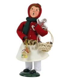 Start every holiday season on a sweet note. This young lady is bundled tight, caroling door to door and delivering yummy treats with the rest of the Gingerbread Family figurines, all handcrafted by Byers' Choice. Start every holiday season on a sweet note. This young lady is bundled tight, caroling door to door and delivering yummy treats with the rest of the Gingerbread Family figurines, all handcrafted by Byers' Choice.