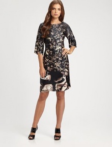 A muted graphic-floral print adds a charming touch to this silk shift.Round neckThree-quarter sleevesConcealed back zipperFully linedAbout 24 from natural waistSilkDry cleanImported Model shown is 5'9½ (176cm) wearing US size 4. A muted graphic-floral print adds a charming touch to this silk shift.Round neckThree-quarter sleevesConcealed back zipperFully linedAbout 24 from natural waistSilkDry cleanImported Model shown is 5'9½ (176cm) wearing US size 4.