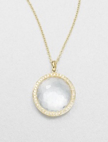 From the Lollipop Collection. A sparkling design featuring a faceted clear quartz surrounded by dazzling diamonds set in radiant 18k gold on a delicate link chain. 18k goldClear quartzDiamonds, .33 tcwLength, about 16-18 adjustablePendant size, about 1Lobster clasp closureImported From the Lollipop Collection. A sparkling design featuring a faceted clear quartz surrounded by dazzling diamonds set in radiant 18k gold on a delicate link chain. 18k goldClear quartzDiamonds, .33 tcwLength, about 16-18 adjustablePendant size, about 1Lobster clasp closureImported