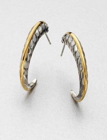 Radiant 23k goldplating on a sterling silver feather hoop base. 23k goldplated sterling silverSterling silverLength, about 1.33Post backImported Radiant 23k goldplating on a sterling silver feather hoop base. 23k goldplated sterling silverSterling silverLength, about 1.33Post backImported