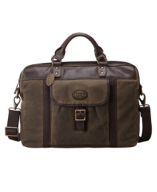 Keep everything in its place and convenient with this zip-top Estate Brief bag from Fossil.