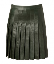 Your new season style just got more chic with this ultra-luxe pleated leather skirt from Salvatore Ferragamo - Allover pleating, concealed side zip closure, made with supple smooth leather - Fitted waist - Wear with a cashmere turtleneck, a neutral-hued cape, and classic pumps Your new season style just got more chic with this ultra-luxe pleated leather skirt from Salvatore Ferragamo - Allover pleating, concealed side zip closure, made with supple smooth leather - Fitted waist - Wear with a cashmere turtleneck, a neutral-hued cape, and classic pumps
