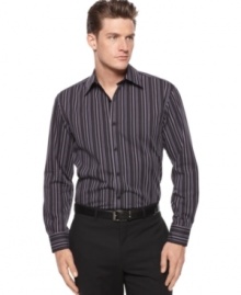 Stay inside the lines of style and comfort with this long-sleeved shirt from Alfani Black.