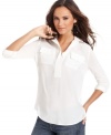 A season-less staple, this Kensie blouse is always crisply chic over your fave bottoms!