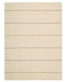 Subtle striping gives way to understated sophistication in the Horizon area rug from Calvin Klein. Generously thick wool fibers are hand tufted in India for remarkable strength and detailed design. Perfect for mixing with any style decor.