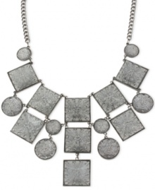 Let your personal style take shape with this frontal necklace from Haskell. Crafted from hematite-tone mixed metal, the necklace is adorned with accented beads for postmodern appeal. Approximate length: 15 inches + 5-inch extender. Approximate drop: 3-1/2 inches. Let your personal style take shape with this frontal necklace from Haskell. Crafted from hematite-tone mixed metal, the necklace is adorned with accented beads for postmodern appeal. Approximate length: 15 inches + 5-inch extender. Approximate drop: 3-1/2 inches.