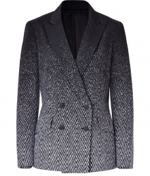 Perfect for adding a contemporary edge to your work look, Rag & Bones color fade herringbone blazer is a chic investment guaranteed to lends a cool note to your outfit - Peaked lapel, long sleeves, buttoned cuffs, double-breasted buttoned front, flap pockets - Tailored fit - Wear with everything from tees and leather leggings to tailored sheath dresses and heels